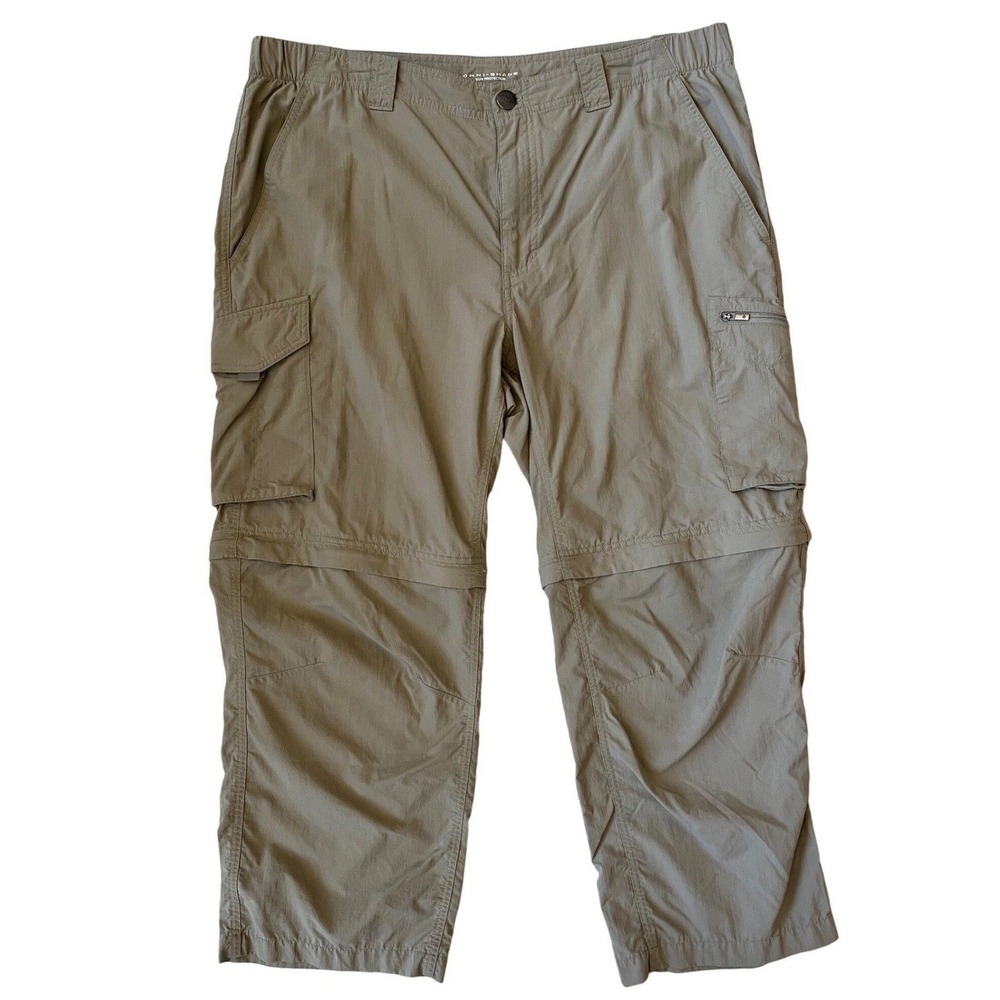 Columbia Mens Silver Ridge Convertible Cargo Pants Khaki 38x30 Omni-Shade Hiking